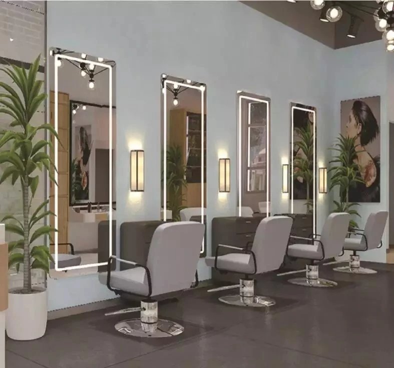 ホット ブルー歯タッチ スクリーン ライトアップ ミラー サロン家具ヘアー サロン ミラー