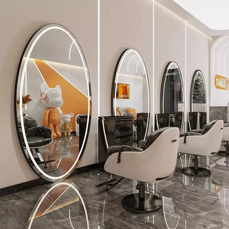 ヘアサロンステーション スタイリングミラー 理髪店 サロン家具 サロンミラー LEDライト付き