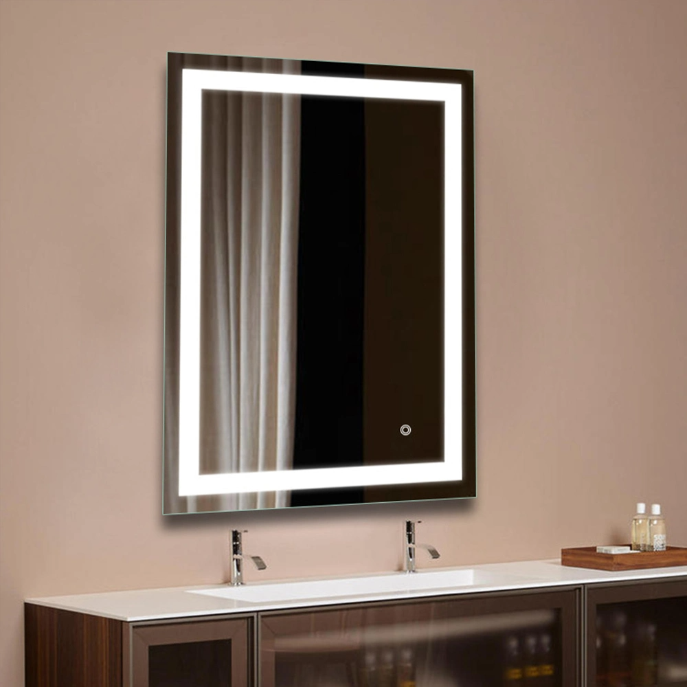 バスルーム スマート LED ミラー照明付き化粧台家具装飾的な壁に取り付けられたガラス ミラー Bluetooth メイクアップ ミラー家の装飾