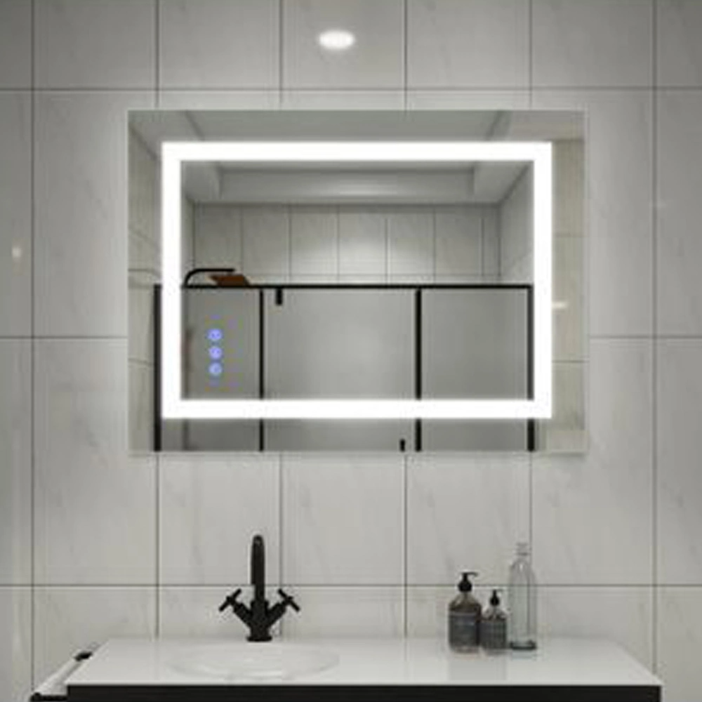 バスルーム スマート LED ミラー照明付き化粧台家具装飾的な壁に取り付けられたガラス ミラー Bluetooth メイクアップ ミラー家の装飾
