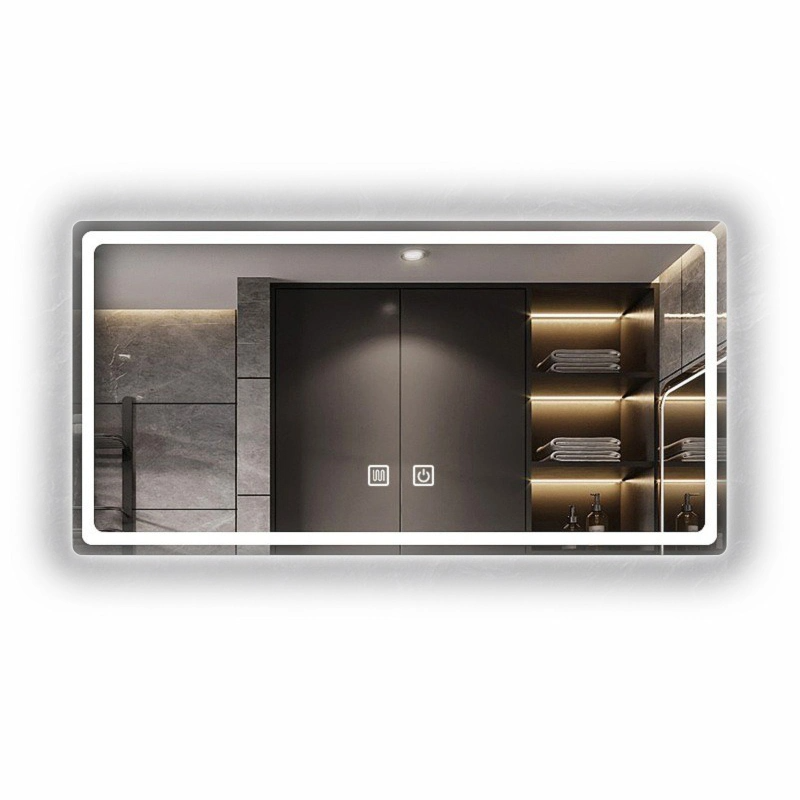 個人的にカスタマイズされたホテルの壁に取り付けられた照らされたスマートな LED ライトのバスルーム ミラー